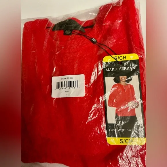 Mario Serrani Red Cashmere Crew Neck Sweater – Size S – 100% Cashmere – NWT - Picture 7 of 12